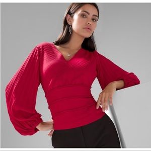 Petite Pin Tucked Banded Bottom Blouse